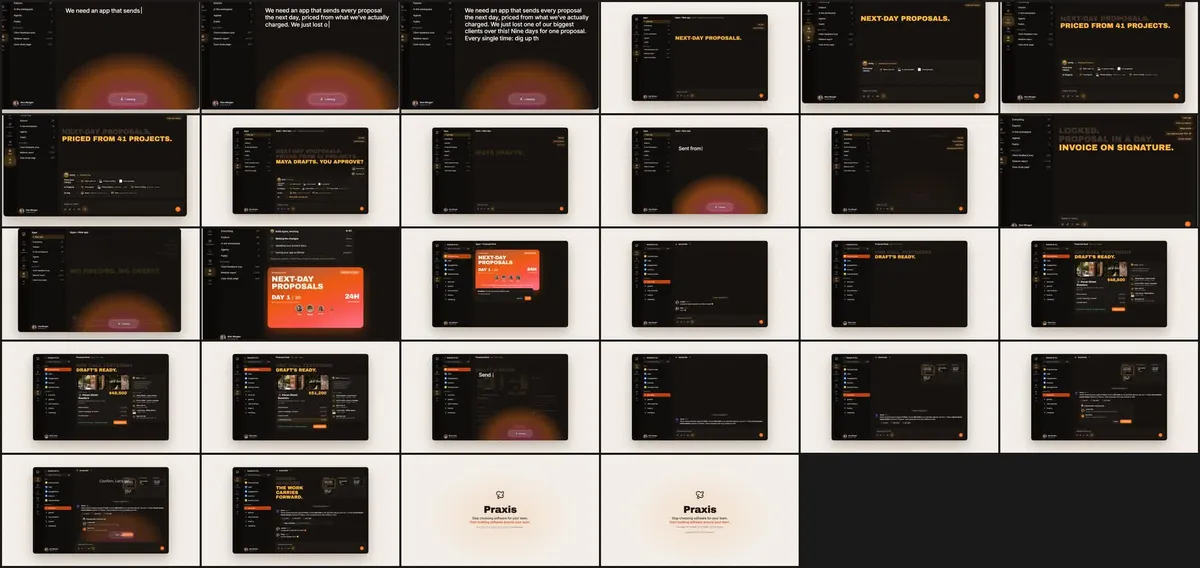 Contact sheet of the Praxis film