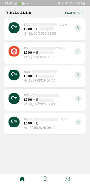 Avian mobile driver application showing assigned delivery tasks.